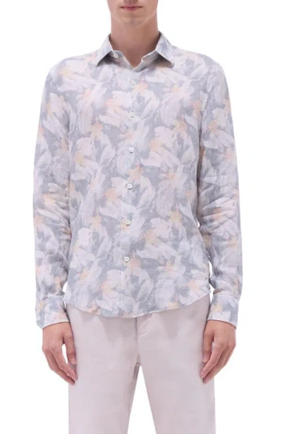 Bugatchi Julian Shaped Fit Floral Print Linen Button-up Shirt