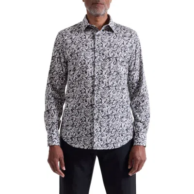 Bugatchi Julian Shaped Fit Floral Print Stretch Cotton Button-up Shirt In White
