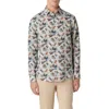 Bugatchi Julian Shaped Fit Frond Print Linen Button-up Shirt In Jade