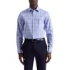 Bugatchi Julian Shaped Fit Geo Pattern Stretch Cotton Dobby Button-up Shirt In Blue