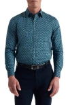 Bugatchi Julian Shaped Fit Geo Print Button-up Shirt In Green