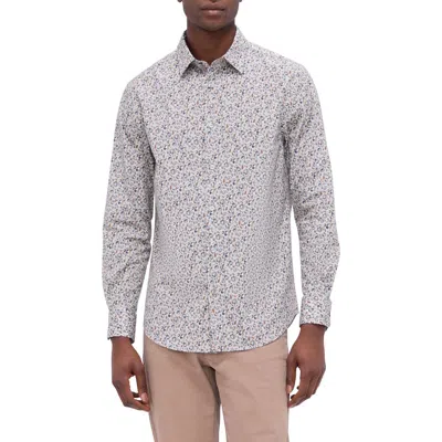 Bugatchi Julian Shaped Fit Geo Print Button-up Shirt In Gray