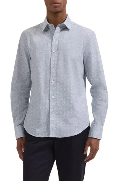 Bugatchi Julian Shaped Fit Geo Print Cotton Button-up Shirt In Blue
