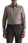 Bugatchi Julian Shaped Fit Grid Check Button-up Shirt In Gray