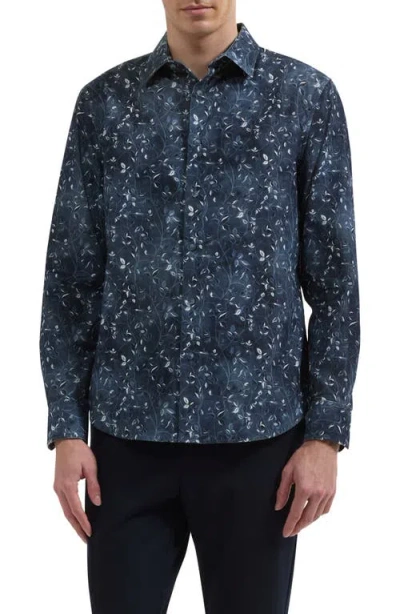 Bugatchi Julian Shaped Fit Leaf Print Button-up Shirt In Multi