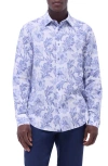 Bugatchi Julian Shaped Fit Linen Blend Button-up Shirt In Cobalt
