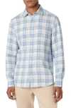 Bugatchi Julian Shaped Fit Linen Button-up Shirt In Classic Blue