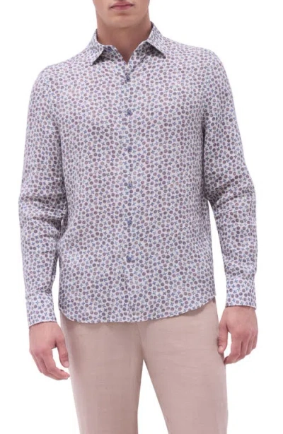 Bugatchi Julian Shaped Fit Linen Button-up Shirt In Sand