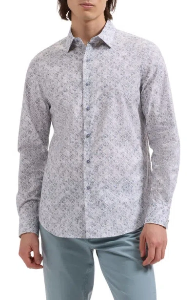 Bugatchi Julian Shaped Fit Medallion Print Stretch Cotton Button-up Shirt In Multi