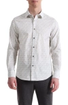 Bugatchi Julian Shaped Fit Musical Instrument Print Button-up Shirt In Gray