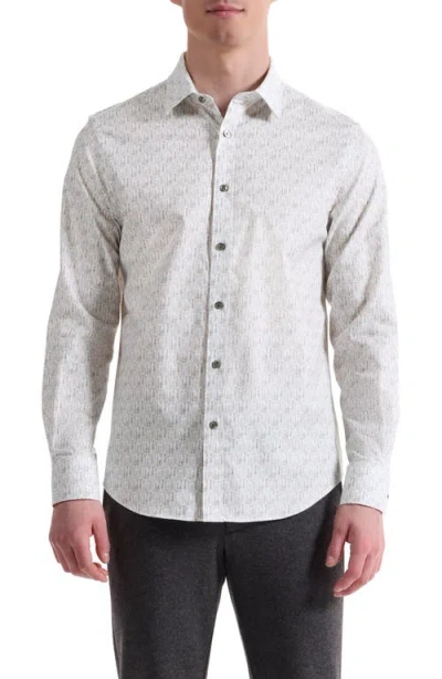 Bugatchi Julian Shaped Fit Musical Instrument Print Button-up Shirt In Gray