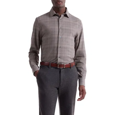 Bugatchi Julian Shaped Fit Plaid Cotton & Wool Button-up Shirt In Brown