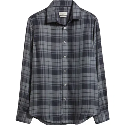 Bugatchi Julian Shaped Fit Plaid Cotton Twill Button-up Shirt In Gray