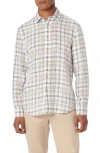 Bugatchi Julian Shaped Fit Plaid Linen Button-up Shirt In Caramel