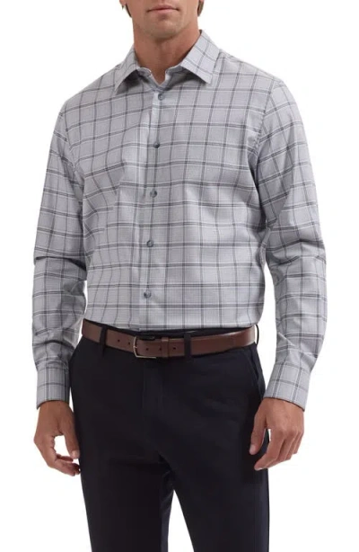 Bugatchi Julian Shaped Fit Plaid Stretch Button-up Shirt In Gray