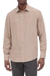 Bugatchi Julian Shaped Fit Print Button-up Shirt In Caramel