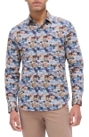 Bugatchi Julian Shaped Fit Print Button-up Shirt In Cobalt Multi