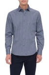 Bugatchi Julian Shaped Fit Print Button-up Shirt In Lilac