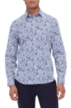 Bugatchi Julian Shaped Fit Print Button-up Shirt In Navy