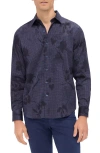 Bugatchi Julian Shaped Fit Print Button-up Shirt In Plum