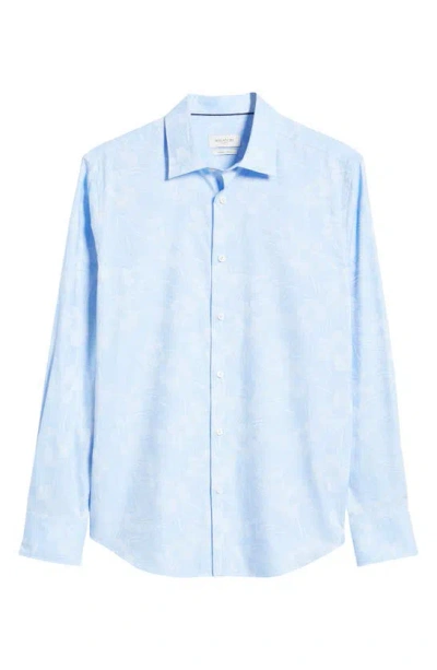 Bugatchi Julian Shaped Fit Print Button-up Shirt In Sky