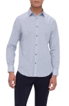 Bugatchi Julian Shaped Fit Print Button-up Shirt In Sky