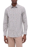 Bugatchi Julian Shaped Fit Watercolor Print Button-up Shirt In Willow