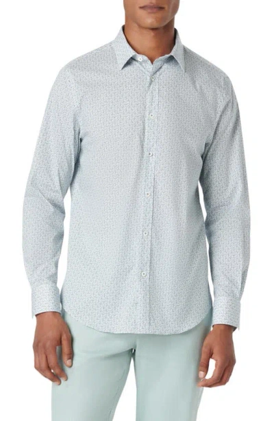Bugatchi Julian Shaped Fit Print Stretch Cotton Button-up Shirt In Air Blue