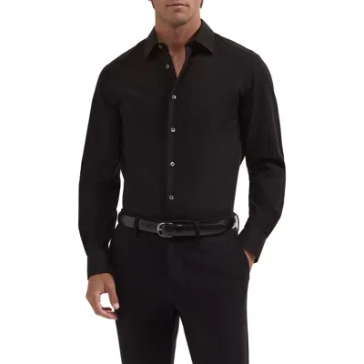 Bugatchi Julian Shaped Fit Solid Jacquard Button-up Shirt In Black