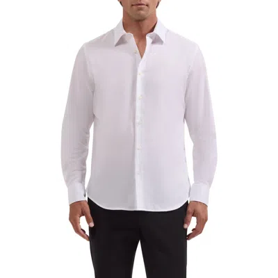 Bugatchi Julian Shaped Fit Solid Jacquard Button-up Shirt In White