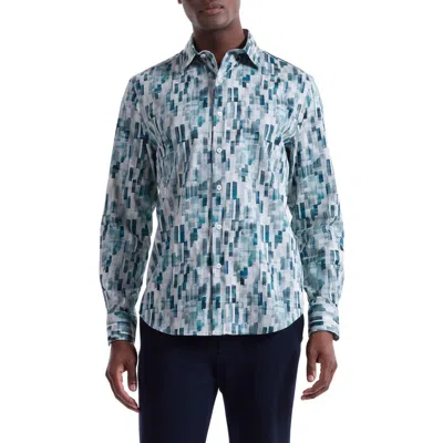 Bugatchi Julian Shaped Fit Stretch Cotton Button-up Shirt In Blue