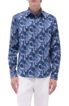 Bugatchi Julian Shaped Fit Stretch Cotton Button-up Shirt In Cobalt