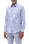 Bugatchi Julian Shaped Fit Stretch Cotton Button-up Shirt In Cobalt