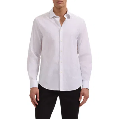 Bugatchi Julian Shaped Fit Stretch Cotton Button-up Shirt In White