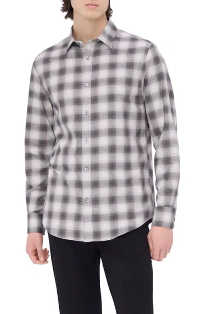 Bugatchi Julian Shaped Fit Stretch Print Button-up Shirt In Anthracite