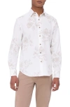 Bugatchi Julian Shaped Fit Stretch Print Button-up Shirt In Chalk