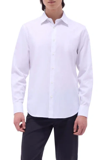 Bugatchi Julian Shaped Fit Stretch Print Button-up Shirt In White