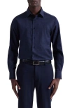Bugatchi Julian Shaped Fit Textured Stretch Cotton Button-up Shirt In Blue