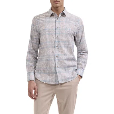 Bugatchi Julian Shaped Plaid Floral Button Up Shirt In Multi