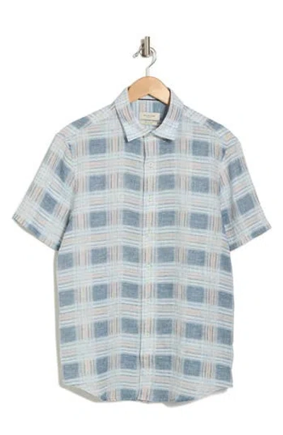 Bugatchi Julian Short Sleeve Linen Shirt In Riviera