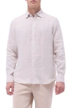 Bugatchi Julian Windowpane Check Linen & Cotton Button-up Shirt In Sand