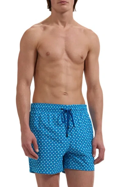 Bugatchi Kai Geo Print Swim Trunks In Blue