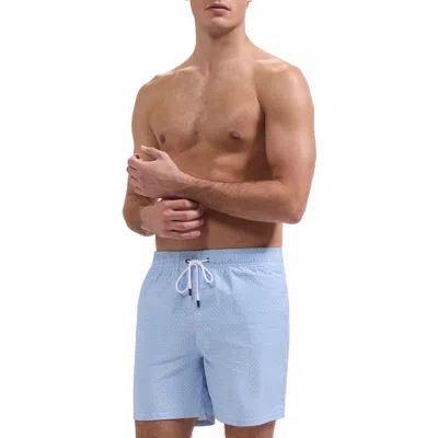 Bugatchi Kai Palm Print Swim Trunks In Blue