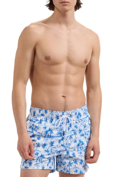 Bugatchi Kai Tropical Print Swim Trunks In Blue