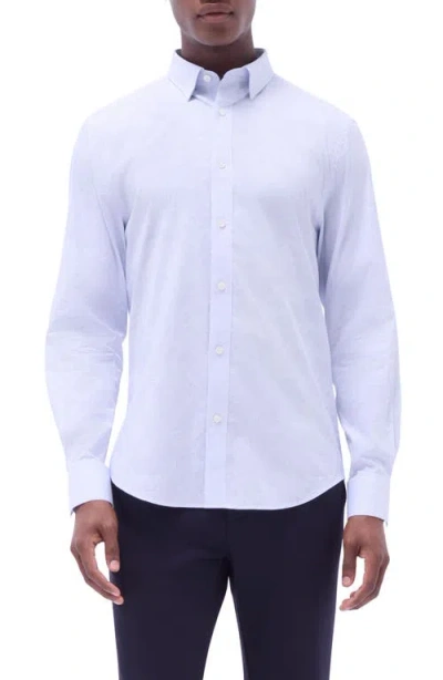 Bugatchi Karl Shaped Fit Mini Check Stretch Cotton Button-up Shirt In Sky