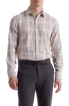 Bugatchi Karl Shaped Fit Plaid Cotton Button-up Shirt In Brown