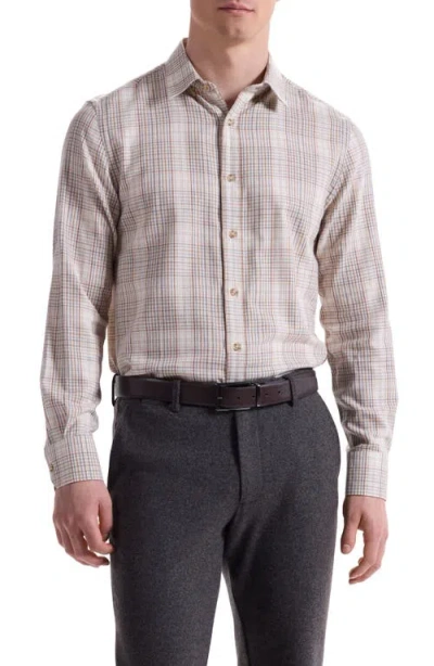 Bugatchi Karl Shaped Fit Plaid Cotton Button-up Shirt In Brown