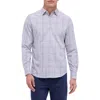 Bugatchi Karl Shaped Fit Plaid Performance Button-up Shirt In Blue