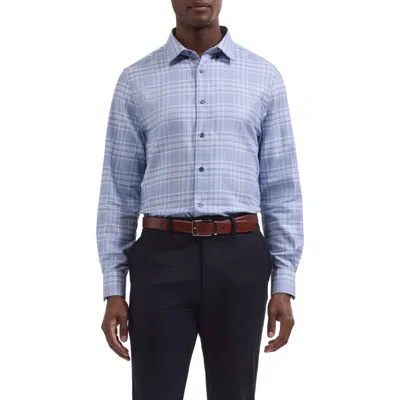 Bugatchi Karl Shaped Plaid Cotton Shirt In Blue