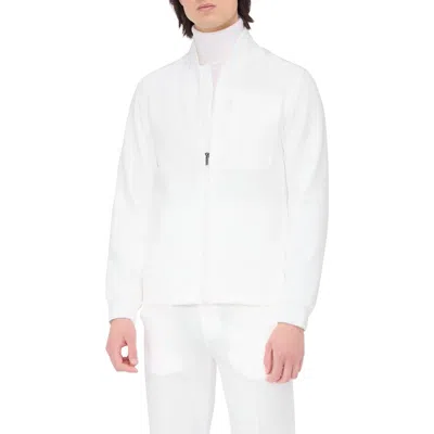 Bugatchi Knit Blouson Jacket In White